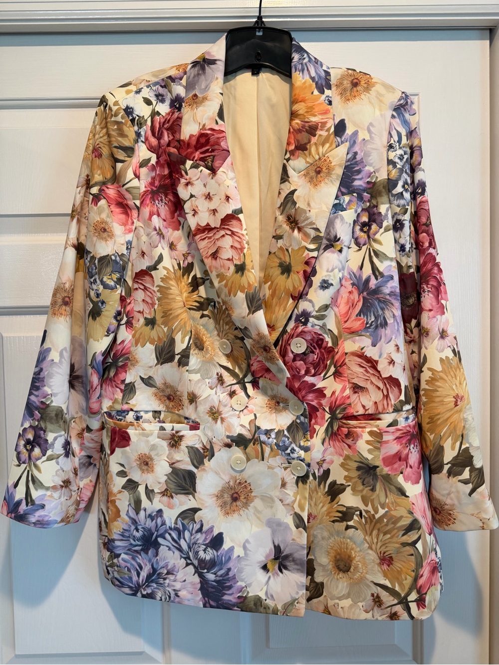 Floral Double-Breasted Women's Blazer Jacket - Multi